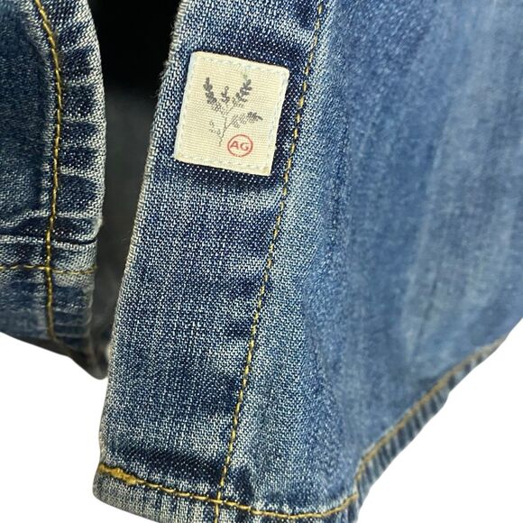 AG Adriano Goldschmied Denim Shirt Women S Blue Chambray Pockets Western Fitted - Picture 10 of 11